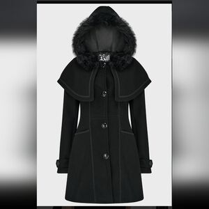 Killstar Black Hooded Cape Coat